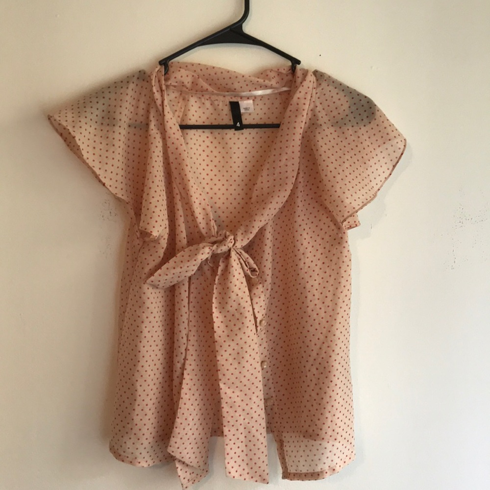 H&M button up bow blouse
